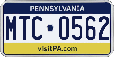 PA license plate MTC0562