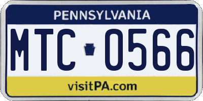 PA license plate MTC0566