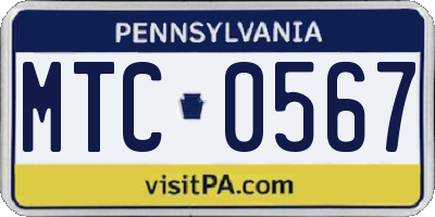 PA license plate MTC0567