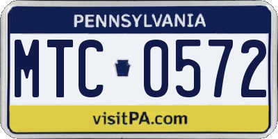 PA license plate MTC0572