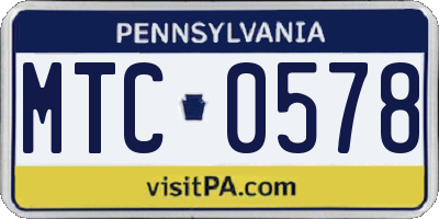 PA license plate MTC0578