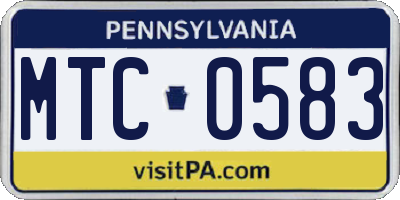 PA license plate MTC0583