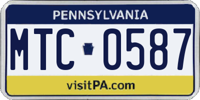 PA license plate MTC0587
