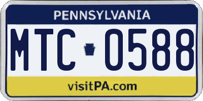 PA license plate MTC0588