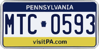 PA license plate MTC0593