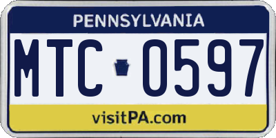 PA license plate MTC0597