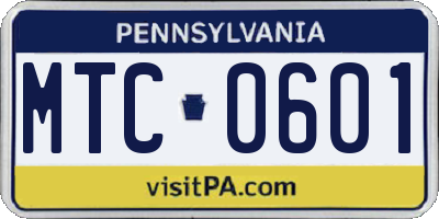 PA license plate MTC0601