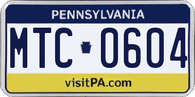 PA license plate MTC0604