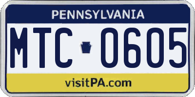 PA license plate MTC0605