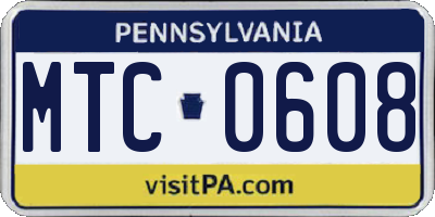 PA license plate MTC0608