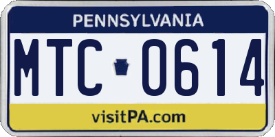PA license plate MTC0614