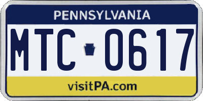 PA license plate MTC0617
