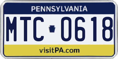 PA license plate MTC0618