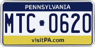 PA license plate MTC0620