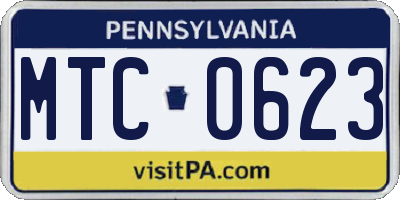 PA license plate MTC0623