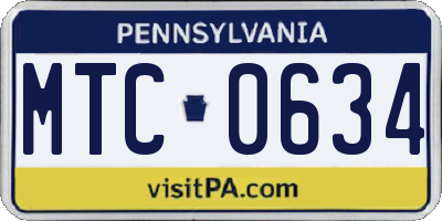 PA license plate MTC0634