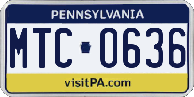PA license plate MTC0636