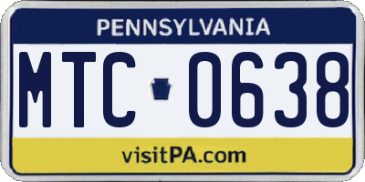 PA license plate MTC0638