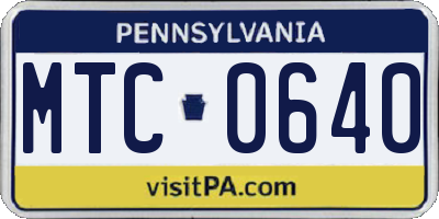 PA license plate MTC0640
