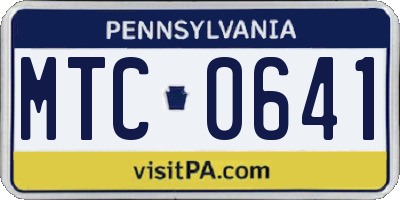 PA license plate MTC0641