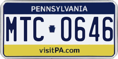 PA license plate MTC0646