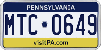 PA license plate MTC0649