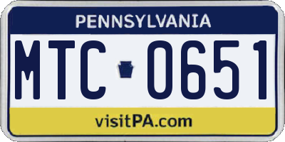 PA license plate MTC0651