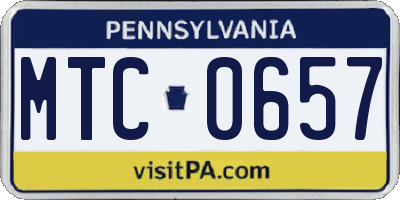 PA license plate MTC0657