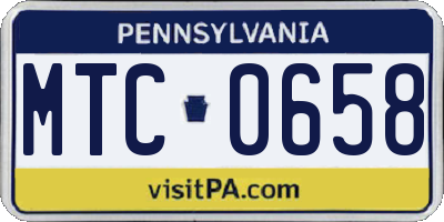 PA license plate MTC0658