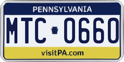 PA license plate MTC0660