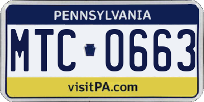 PA license plate MTC0663