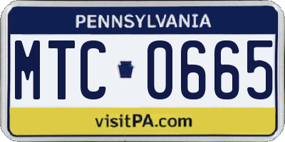 PA license plate MTC0665