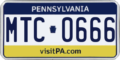 PA license plate MTC0666
