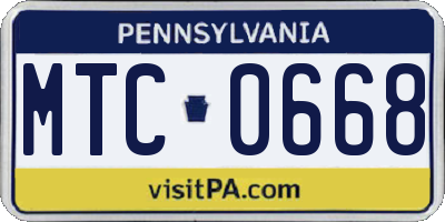 PA license plate MTC0668