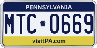 PA license plate MTC0669