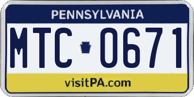 PA license plate MTC0671