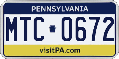 PA license plate MTC0672