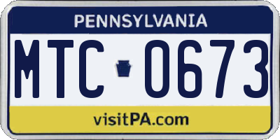 PA license plate MTC0673