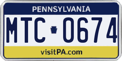 PA license plate MTC0674