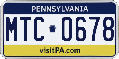 PA license plate MTC0678