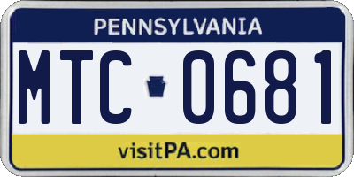 PA license plate MTC0681