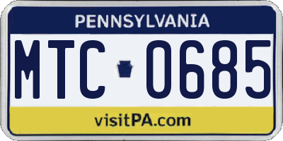 PA license plate MTC0685