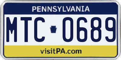 PA license plate MTC0689