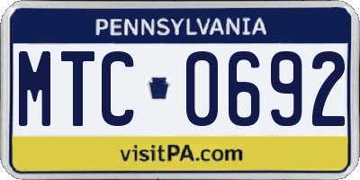 PA license plate MTC0692