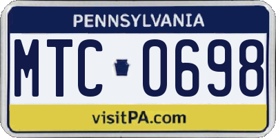 PA license plate MTC0698
