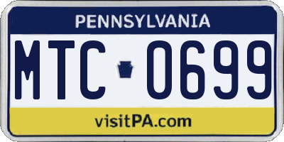 PA license plate MTC0699