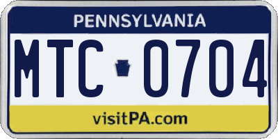 PA license plate MTC0704