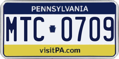 PA license plate MTC0709