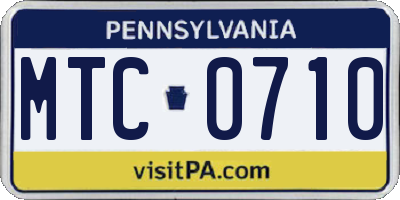 PA license plate MTC0710