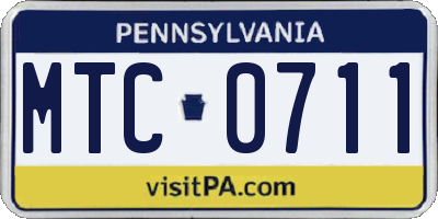 PA license plate MTC0711